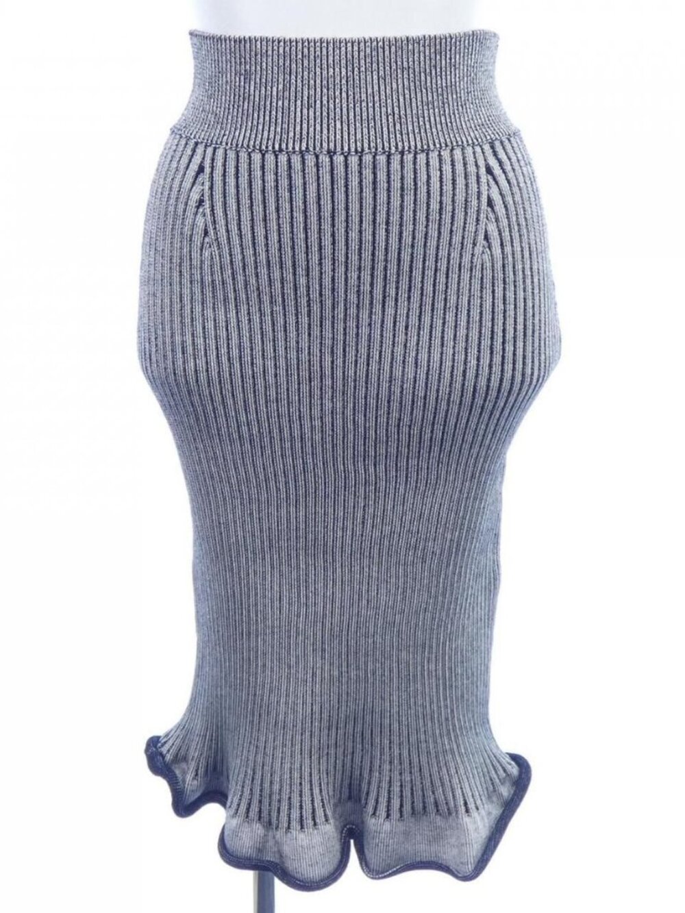 Louis Vuitton Ribbed Knit Trumpet Hem Skirt Black White